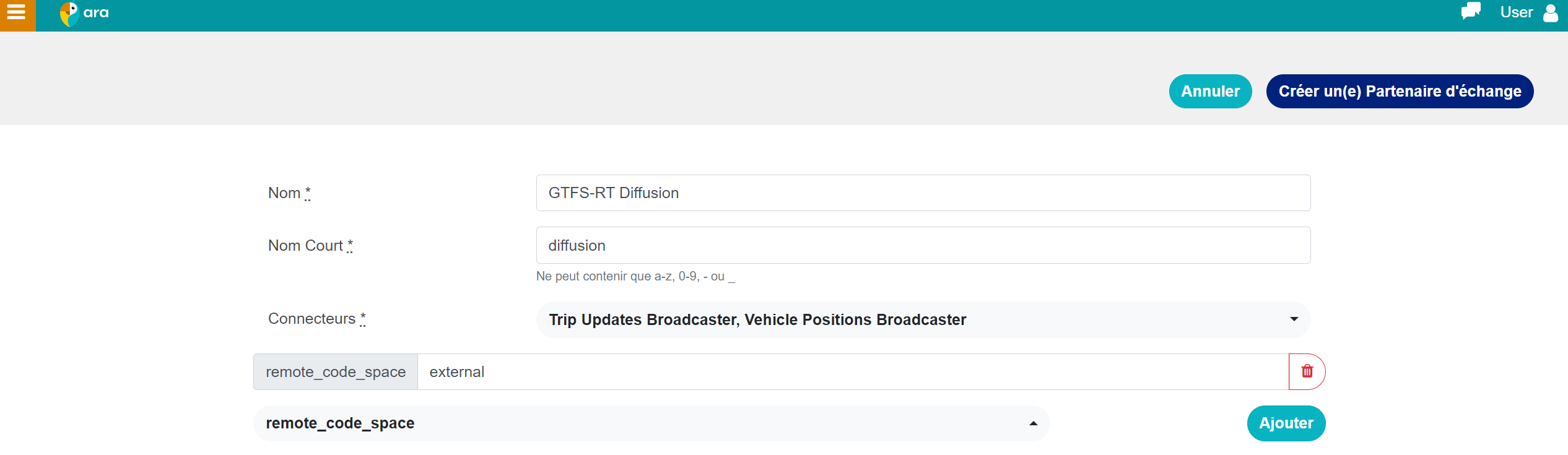 Ara SaaS - Broadcast in GTFS Realtime